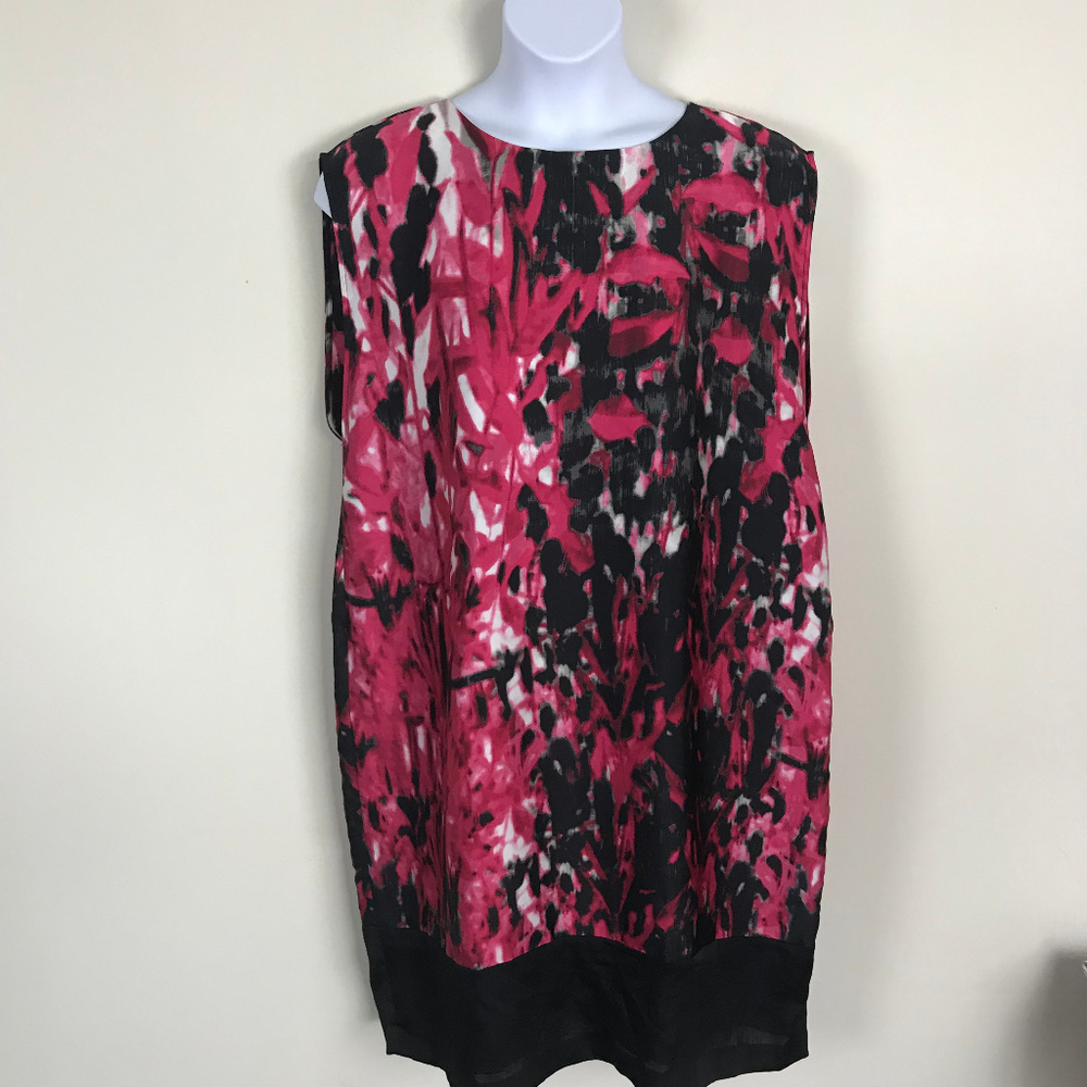 Anne Klein Pink & Black Abstract Print Dress